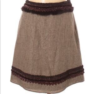 Pedro Del Hierro brown wool skirt embroidered  size US 8 EU 40 secretarycore